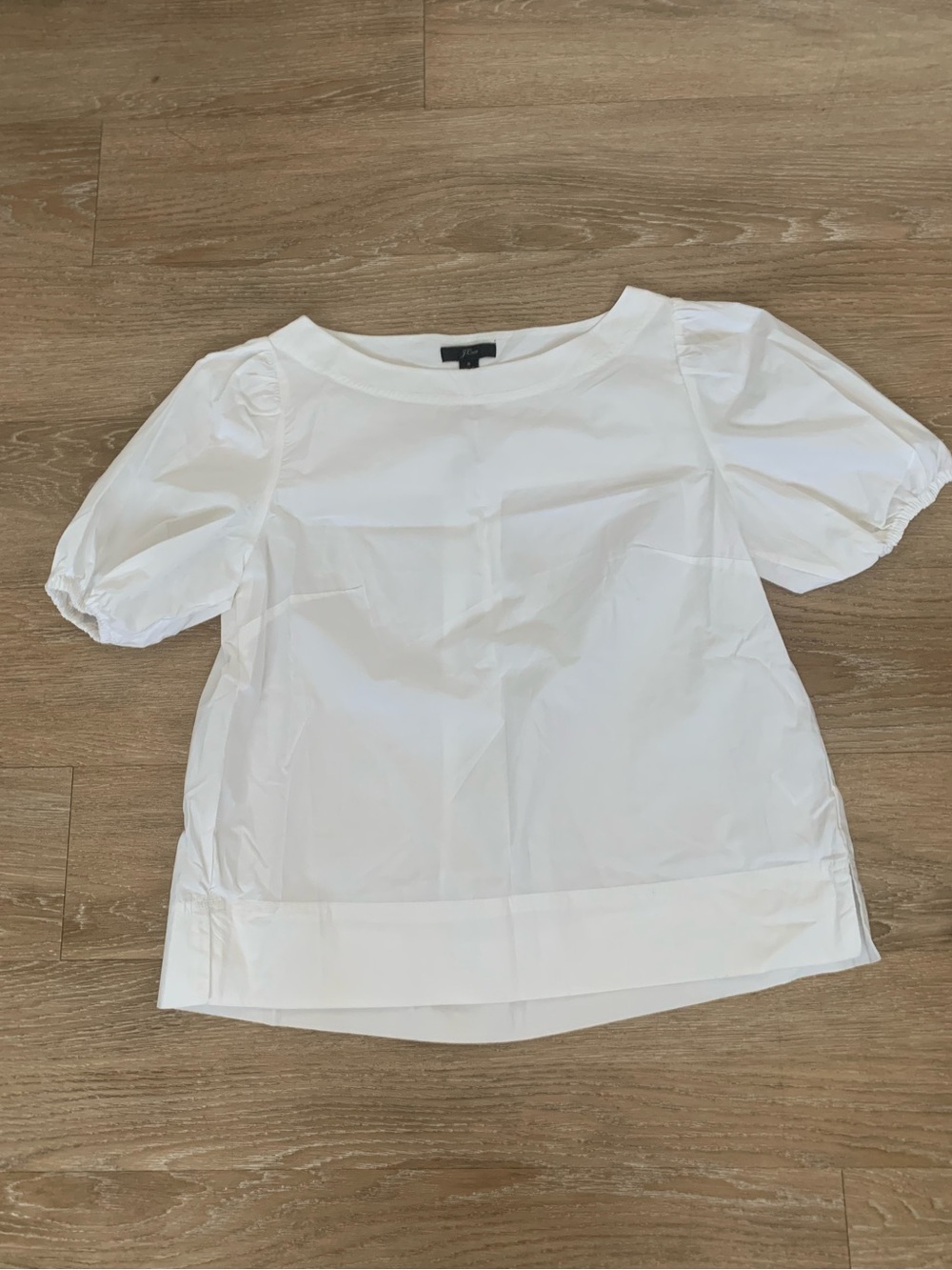 J. Crew Classic White Puff-Sleeve Size S